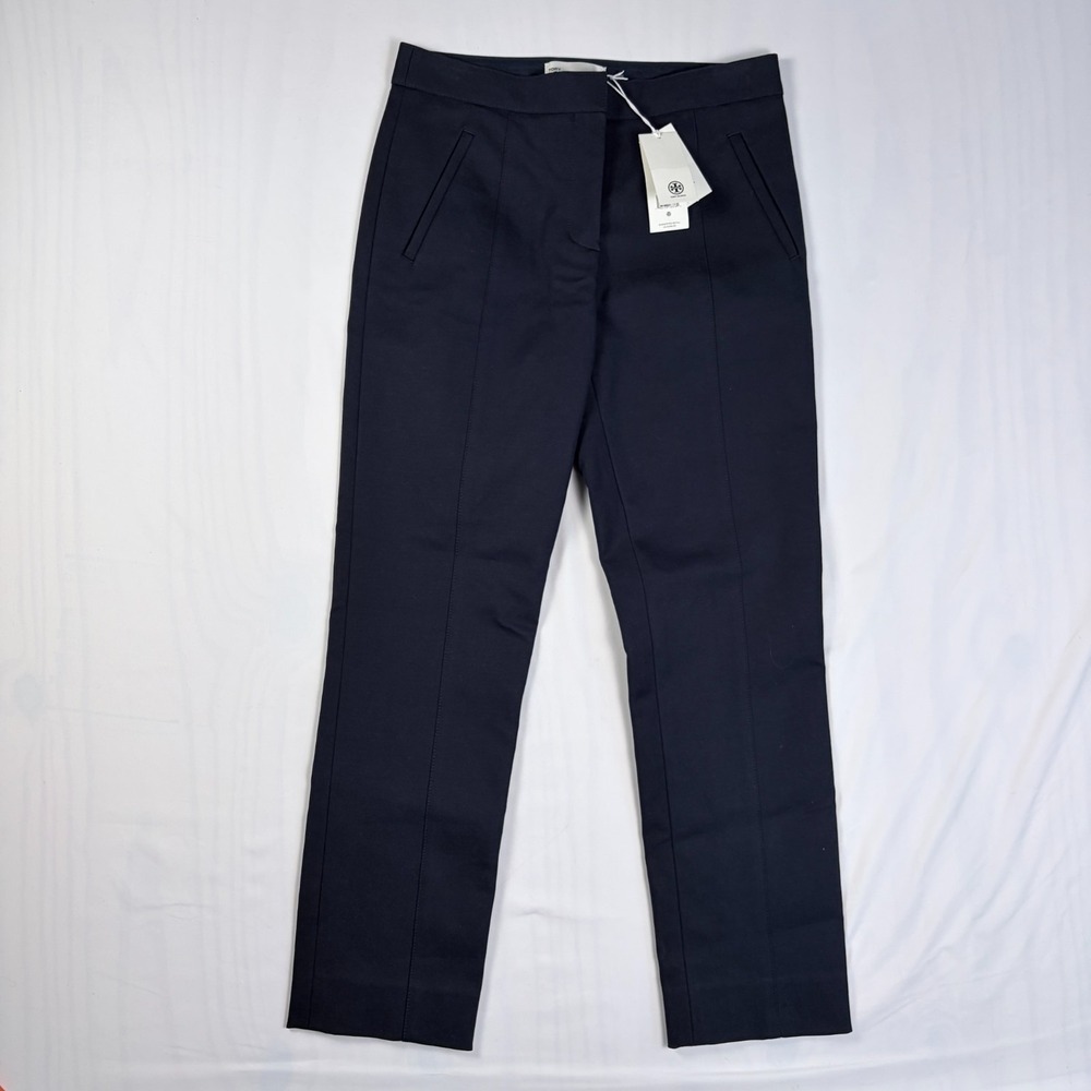 NWT Womens Tory Burch Vanner Cropped Pant Tory Navy Quiet Luxury Old Money Sz 2 - Picture 2 of 9